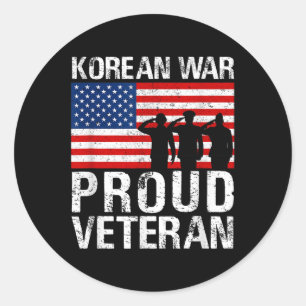 Military Men Women Proud Korean War Veteran  Classic Round Sticker