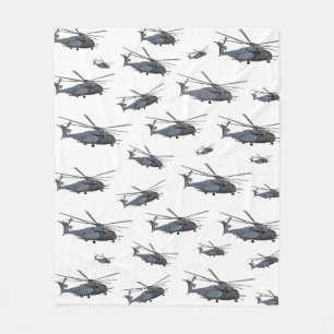 Military MH-53 Helicopter Fleece Blanket