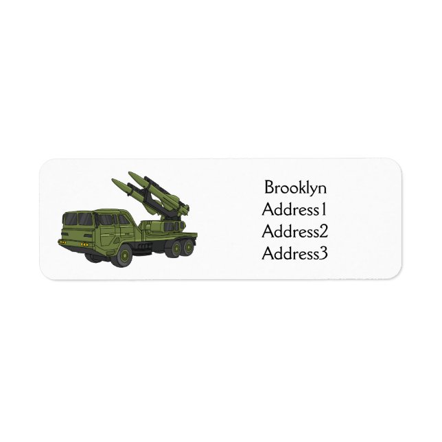 Military missile truck cartoon illustration (Front)
