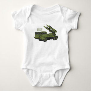 Military missile truck cartoon illustration baby bodysuit