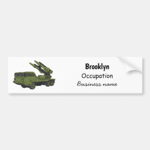 Military missile truck cartoon illustration bumper sticker