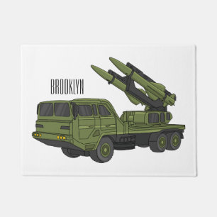 Military missile truck cartoon illustration doormat