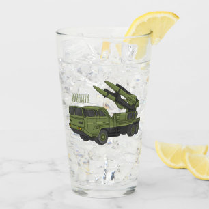 Military missile truck cartoon illustration glass