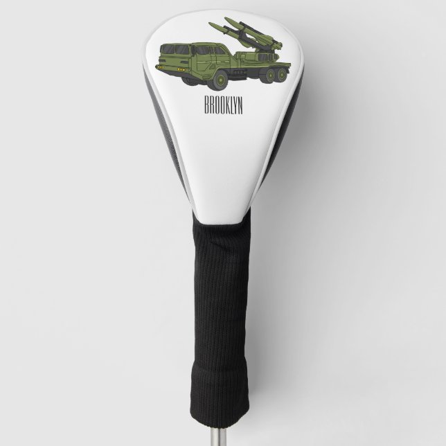 Military missile truck cartoon illustration golf head cover (Front)