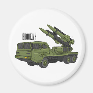 Military missile truck cartoon illustration magnet