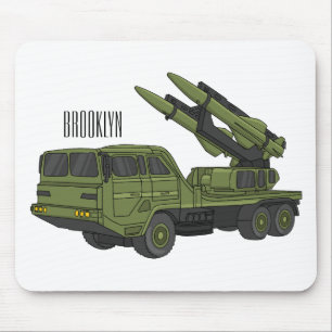 Military missile truck cartoon illustration mouse mat
