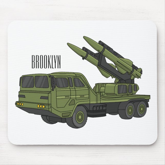 Military missile truck cartoon illustration mouse mat (Front)