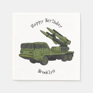 Military missile truck cartoon illustration napkin