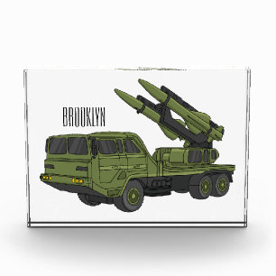 Military missile truck cartoon illustration photo block