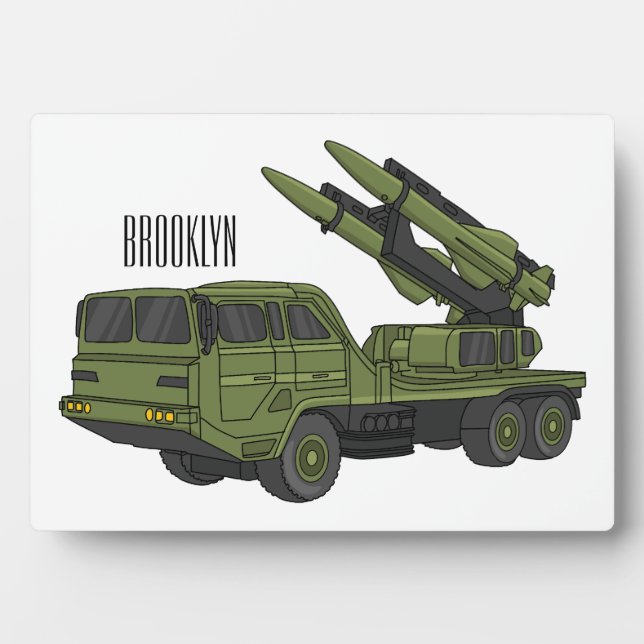Military missile truck cartoon illustration plaque (Front)