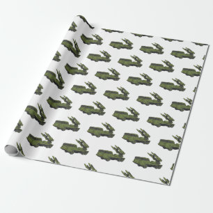 Military missile truck cartoon illustration wrapping paper
