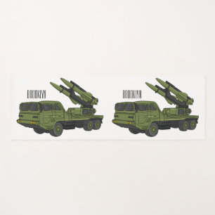 Military missile truck cartoon illustration yoga mat