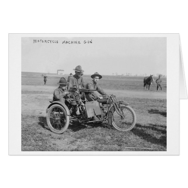Military Motorcycle with Sidecar and Machine Gun (Front Horizontal)
