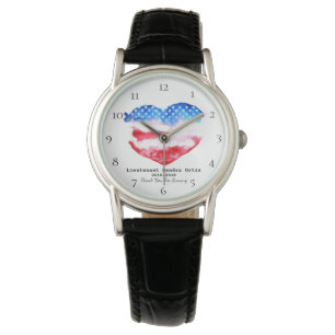 *~* Military Mum Veteran Red White Blue Heart Flag Watch