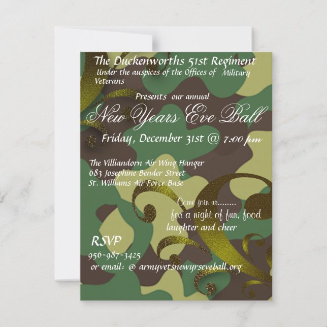 Military New Years Eve Ball Invitation (Front)