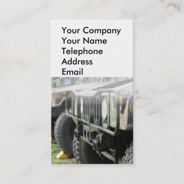 Military Off-Road Vehicles Business Card (Front)