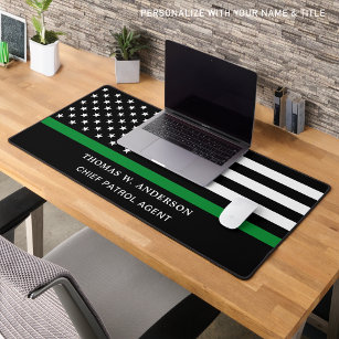 Military Officer Personalised Thin Green Line Desk Mat