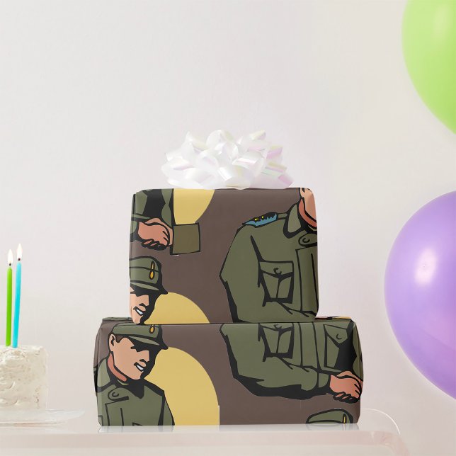 Military Officer Retro Army Soldier  Wrapping Paper (Creator Uploaded)