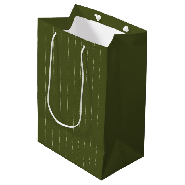 Military Olive & White Stripes Gift Bag (Front Angled)
