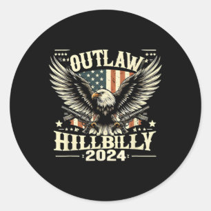 Military Outlaw Hillbilly 2024 Us Election Day  Classic Round Sticker