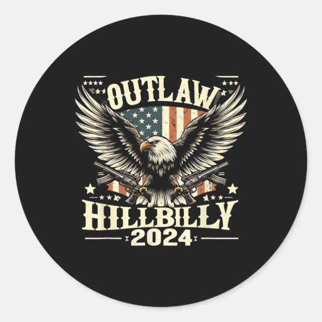 Military Outlaw Hillbilly 2024 Us Election Day  Classic Round Sticker (Front)