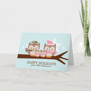 Military Owl Family Christmas Cards