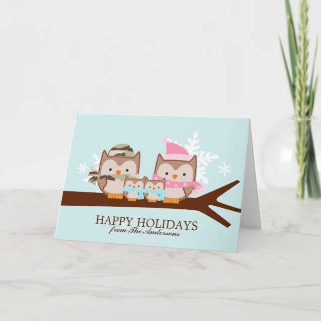 Military Owl Family Christmas Holiday Card (Front)