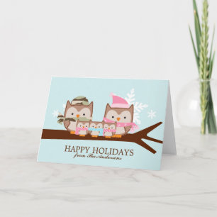 Military Owl Family Christmas Holiday Card