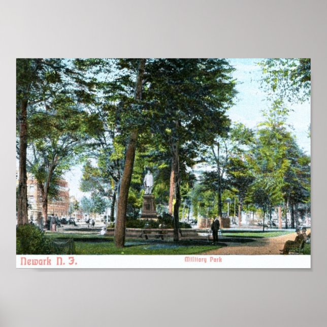 Military Park, Newark, NJ 1908 Vintage Poster (Front)