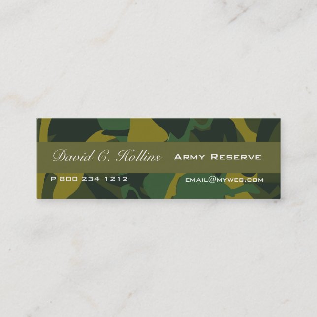 Military Pattern Camouflage Print minimal Layout Mini Business Card (Front)