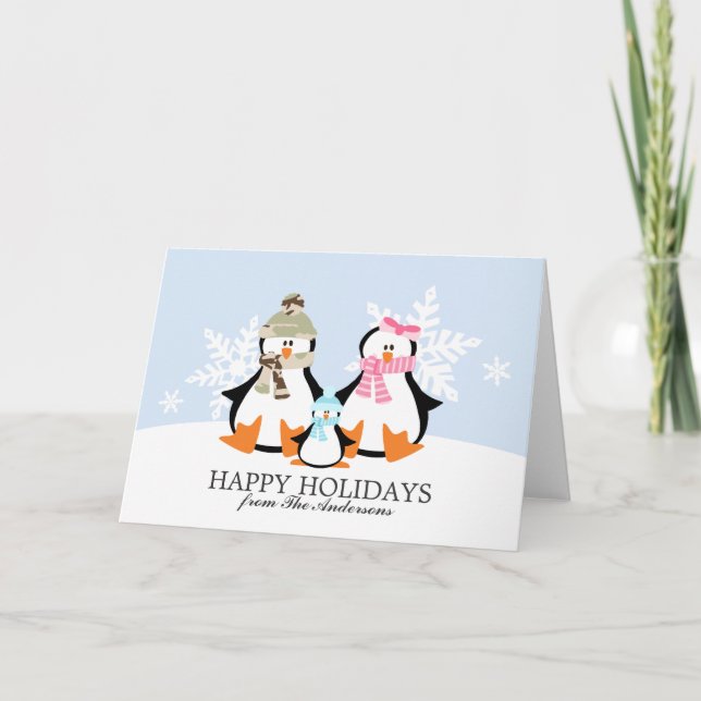 Military Penguin Family Christmas Cards (Front)