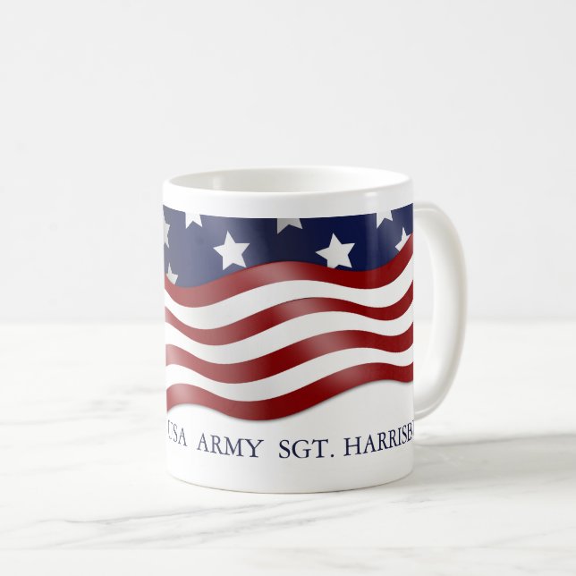 Military Personalised Waving Flag Coffee Cup (Front Right)