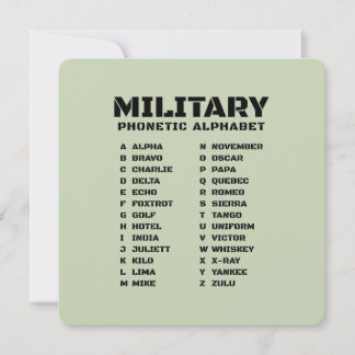 Military Phonetic Alphabet Alpha Zulu Invitation