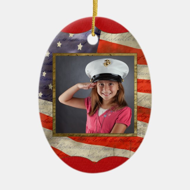 Military Photo Ceramic Tree Decoration (Front)