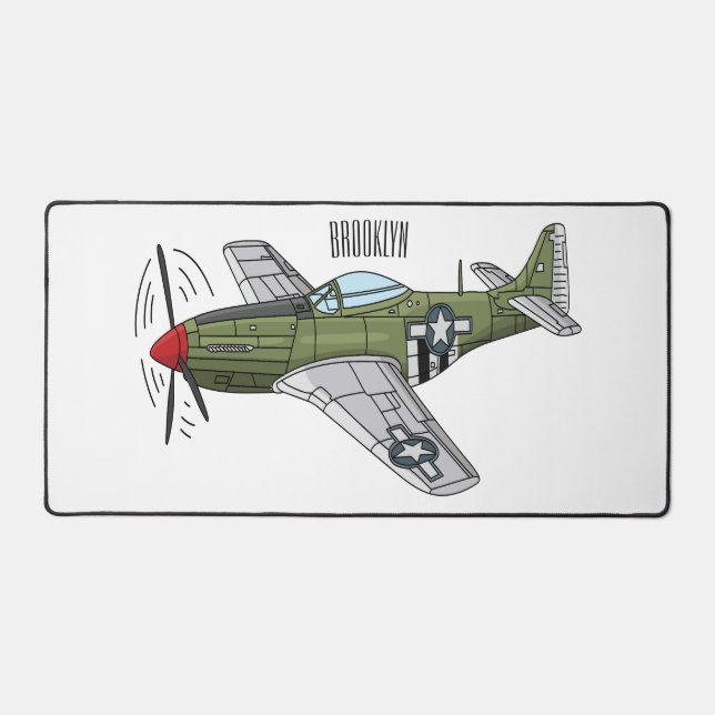 Military plane cartoon illustration desk mat (Front)