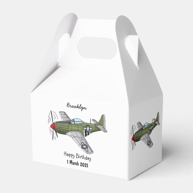 Military plane cartoon illustration favour box (Front Side)