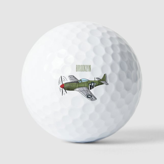 Military plane cartoon illustration golf balls (Front)