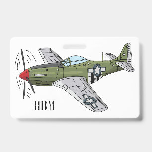 Military plane cartoon illustration ID badge