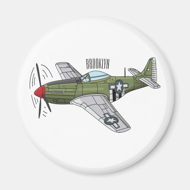 Military plane cartoon illustration magnet (Front)