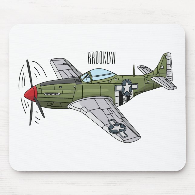 Military plane cartoon illustration mouse mat (Front)