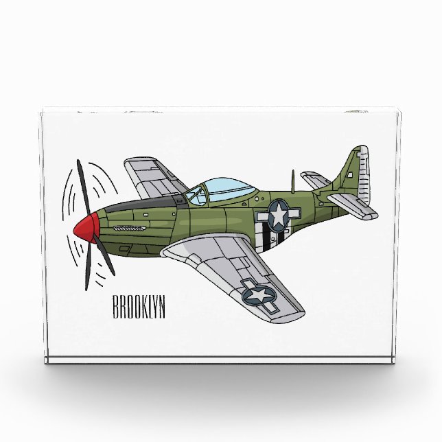 Military plane cartoon illustration photo block (Front)