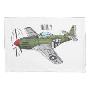 Military plane cartoon illustration pillowcase