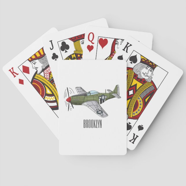 Military plane cartoon illustration playing cards (Back)