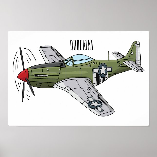Military plane cartoon illustration poster (Front)