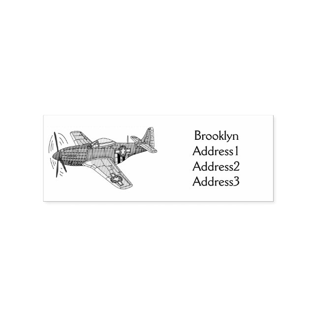 Military plane cartoon illustration rubber stamp (Imprint)