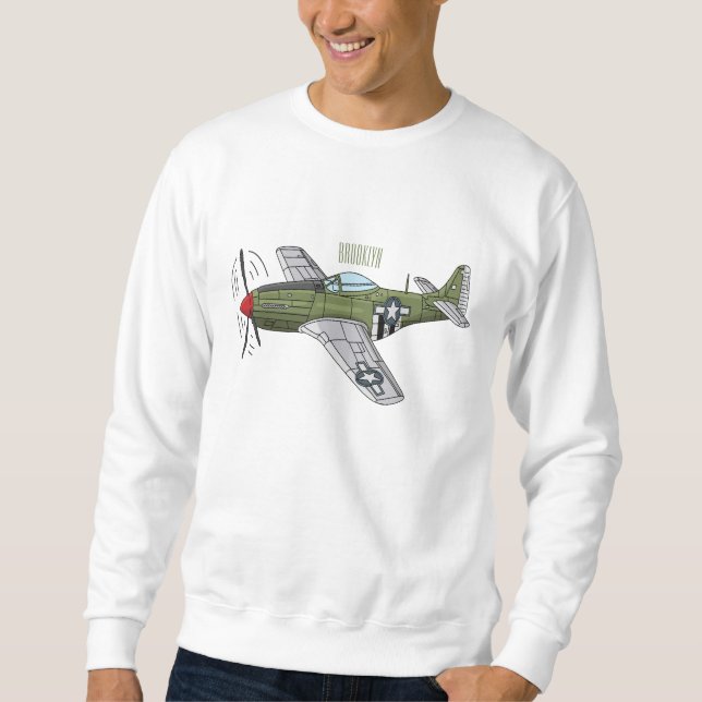 Military plane cartoon illustration sweatshirt (Front)