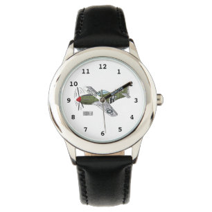 Military plane cartoon illustration watch
