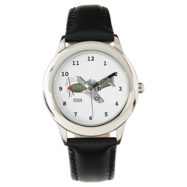 Military plane cartoon illustration watch (Front)