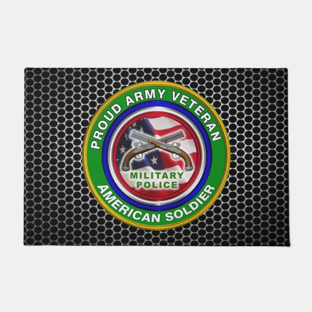 Military Police Corps Veteran  Doormat (Front)