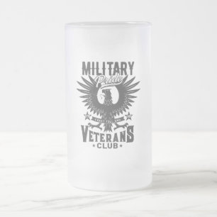 Military Pride Frosted Glass Beer Mug